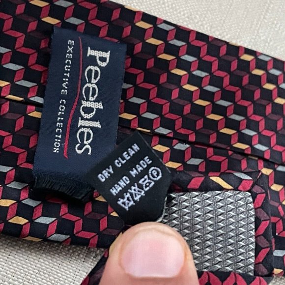 Peebles Exective Collection Men Tie Multi Color 100% Silk Nectie Handmade - Picture 10 of 10